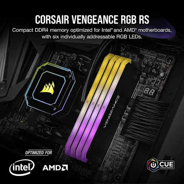 RAM -minne - Corsair - Revenge RGB RS DDR4 - 16GB 2x8GB DIMM - 3600 MHz - 1,35V - Svart (CMG16GX4M2D3600C)