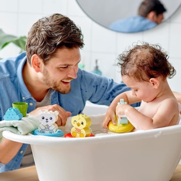 LEGO 10965 DUPLO badleksak: Flytande djurtåg, badkarset för spädbarn och barn 1,5+ år med anka