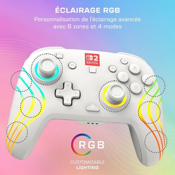 RGB Trådlös Spelkontroll - TURTLE BEACH - Afterglow Wave för Nintendo Switch 2 - Vit