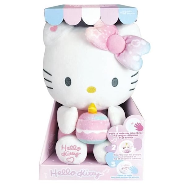 Hello Kitty Interactive Plush Birthday +/- 26 cm - JEMINI - Interaktiv musik, ljus och skratt.