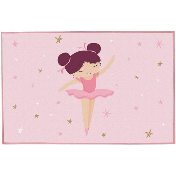Matta - FUN HOUSE - Ballerina Dancer - 120 x 80 cm - Rosa - Rektangulär - Barn