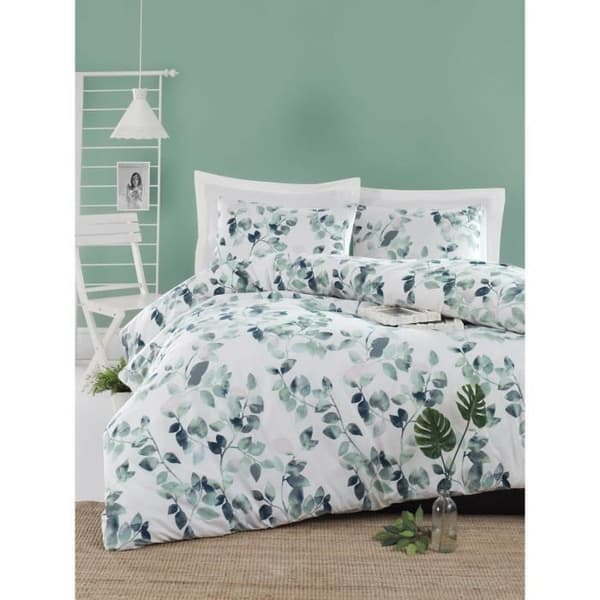 Bäddset - 1 påslakan 220 x 240 cm + 2 örngott 60 x 60 cm - 65% bomull, 35% polyester - Grön