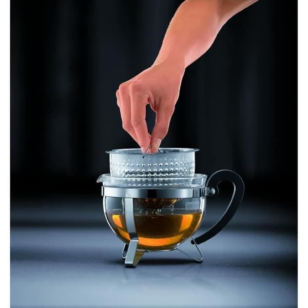 Tekanna - Bodum - Chambord - 1 L - Glas - Rostfritt stål - Grå