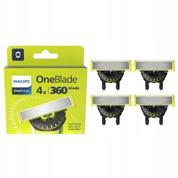 Rakhuvud - PHILIPS One Blade - Paket med 4 ersättningsblad 360  QP440/50