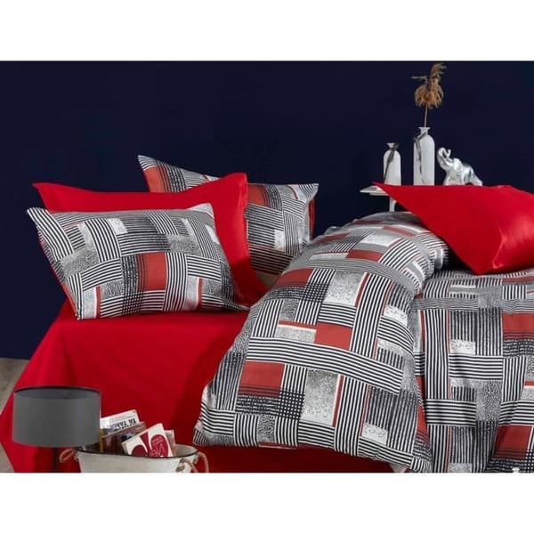 Bäddset - 1 påslakan 220 x 240 cm + 2 örngott 60 x 60 cm - 100% mikrosatin polyester - Grå