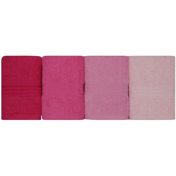 Set med 4 handdukar - 50 x 90 cm - Rosa