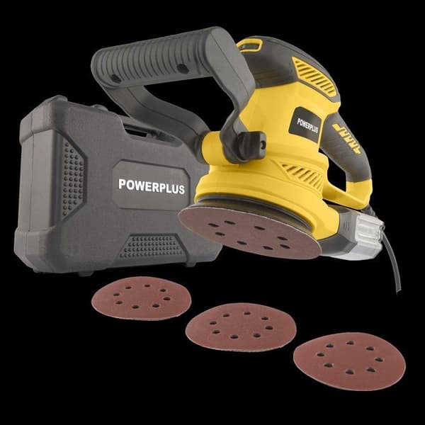 Orbitalslip - POWERPLUS - 450W - Ø 125 mm - Dammuppsamlingsbricka - Kardborresystem