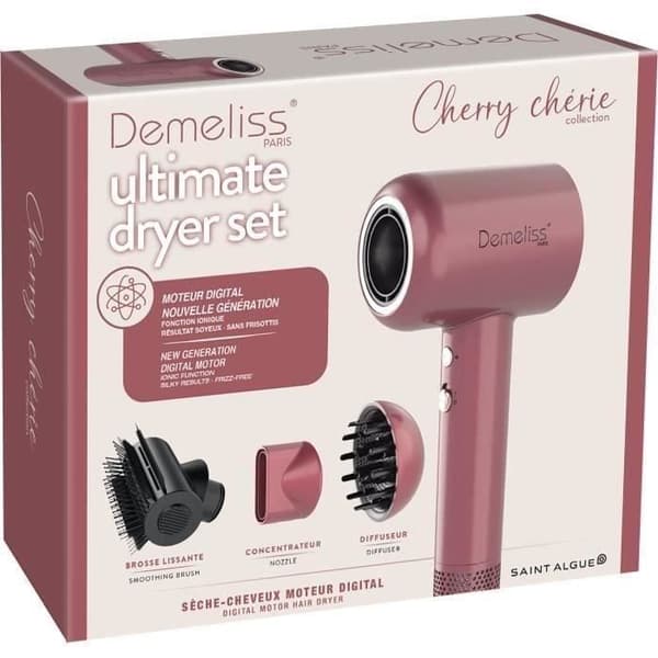 Hårtork - DEMELISS - ULTIMATE DRYER SET - Magnetisk diffusor - 1600 W - Cherry Chérie