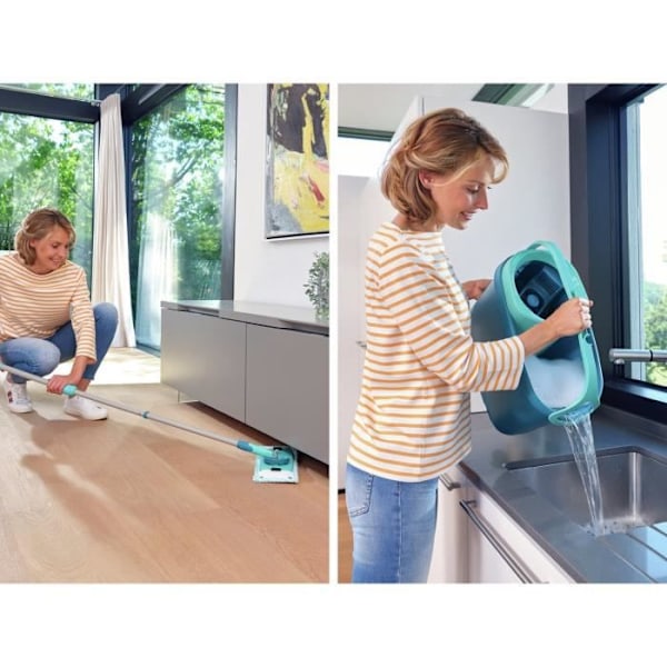 LEIFHEIT Clean Twist M Ergo 52120 Golvrengöringsset - Golvmopp med 33 cm lock och hink med lättroterande centrifugering