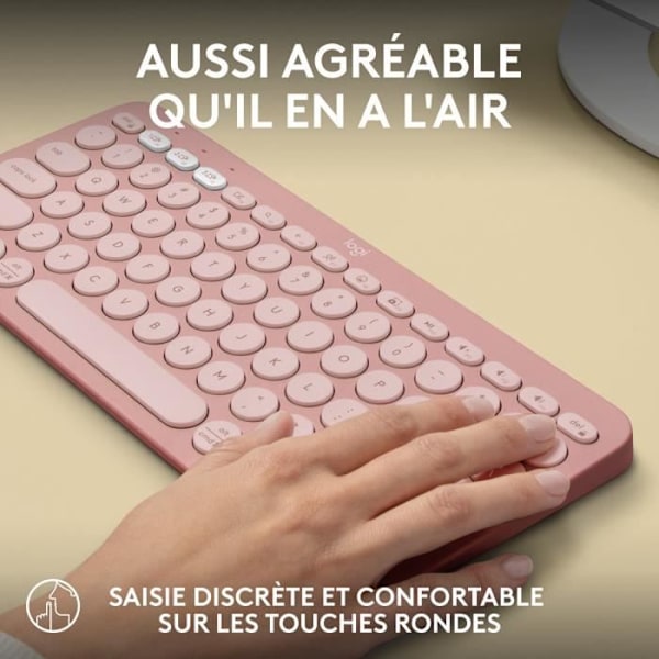LOGITECH - Trådlöst tangentbord - Pebble Keys 2 M380s - Bluetooth - Easy-Switch-knapp - Rosa - (920-011805)