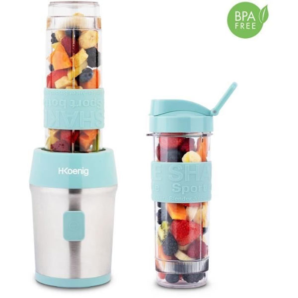 Minimixer - SMOO16 - 300 W - 570 mL - Pastellblå - 2 vattenflaskor ingår
