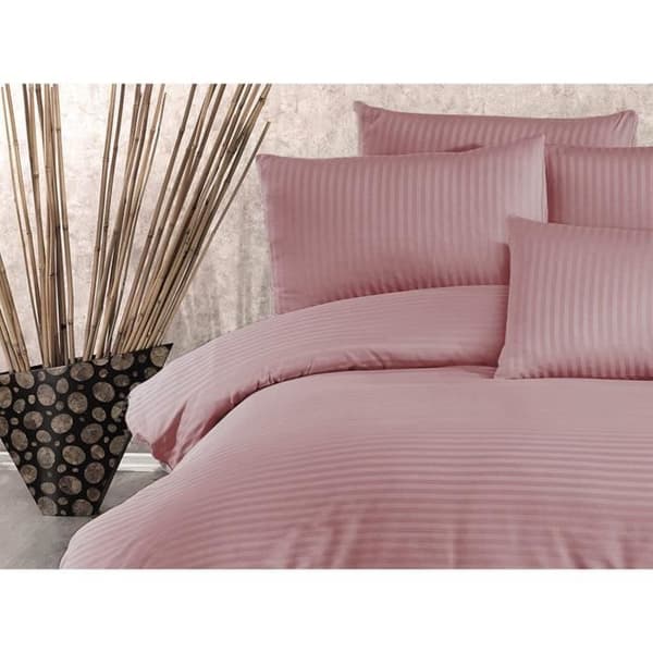 Bäddset - 1 påslakan 220 x 240 cm + 2 örngott 60 x 60 cm - 70% polyester, 30% bomull - Puderfärgad