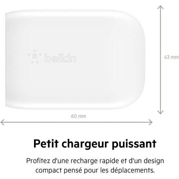 Väggladdare - BELKIN - USB-C - 30W - Vit