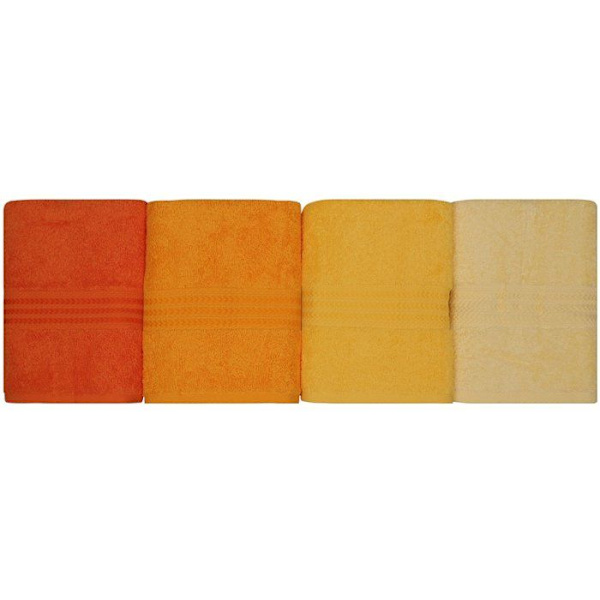 Set med 4 handdukar - 50 x 90 cm - Gul
