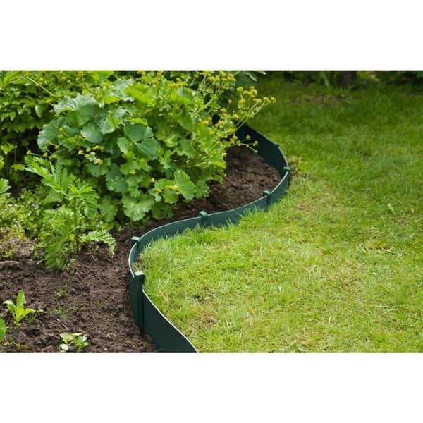 NATUR Polypropylen trädgårdsgräns - Tjocklek 3 mm - H 15 cm x 10 m - Grön