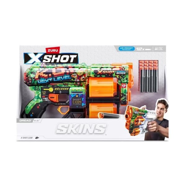 Dart Launcher - ZURU - X-SHOT Dread - Dual Rotating Barrel - 7 designs - 27 m räckvidd