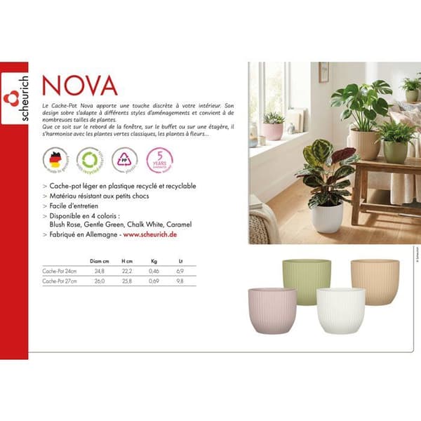Rund blomkruka - DEROMA - 231 - 7 L - Ø 24 cm - Brun
