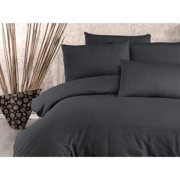 Bäddset - 1 påslakan 220x240 cm + 2 örngott 60x60 cm - 80% bomull, 20% polyester - Antracit