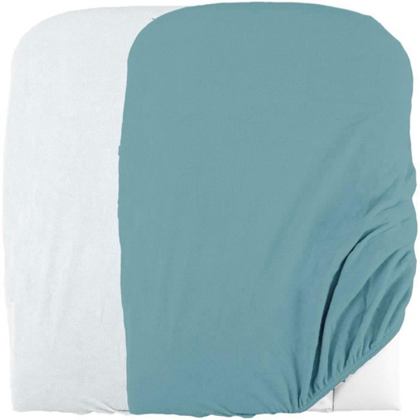 Domiva Set med 2 skötunderlägg - 50 x 75 cm - Polybomullssvamp - Vit/Nil