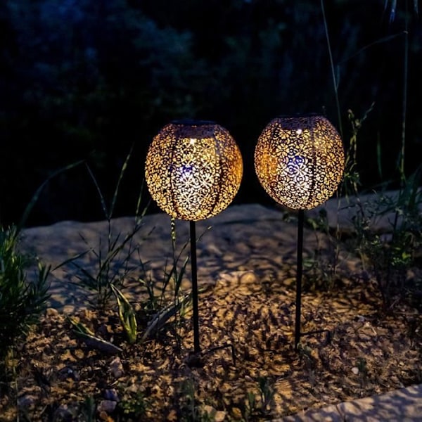 Set med 2 solfyrar att plantera - LUMISKY - AGADIR - H45 cm - Orientalisk stil - Varmvit LED