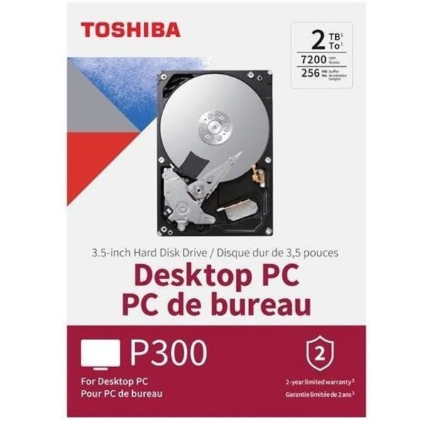 TOSHIBA - P300 - Högpresterande intern SSD-enhet - 2 TB - 7200 rpm - 256 MB - SMR. Butikslåda