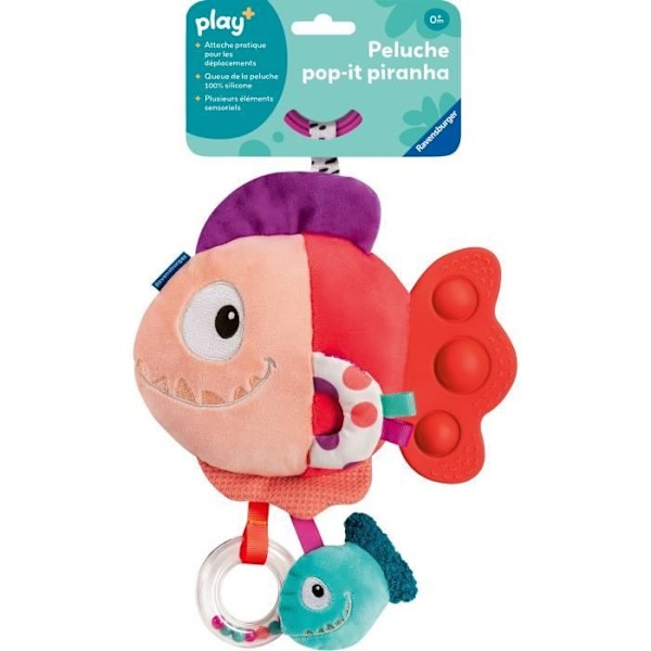 Ravensburger play+, Pop-it mjukis - Red Piranha, 6-36 månader, Första ålder, baby