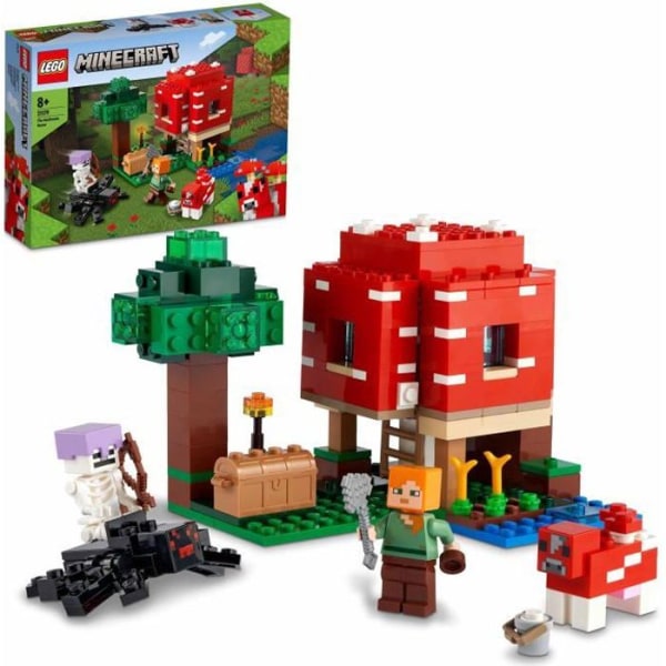 LEGO 21179 Minecraft Svamphuset, byggleksaksset för barn från 8 år och uppåt, presentidé, med minifigurer