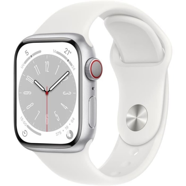 Apple Watch Series 8 GPS + Cellular - 41mm - Silver Aluminium Case - White  Sport Band Armband - Regular 1da2 | Fyndiq