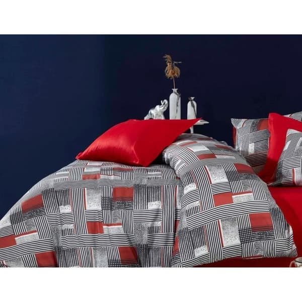 Bäddset - 1 påslakan 220 x 240 cm + 2 örngott 60 x 60 cm - 100% mikrosatin polyester - Grå