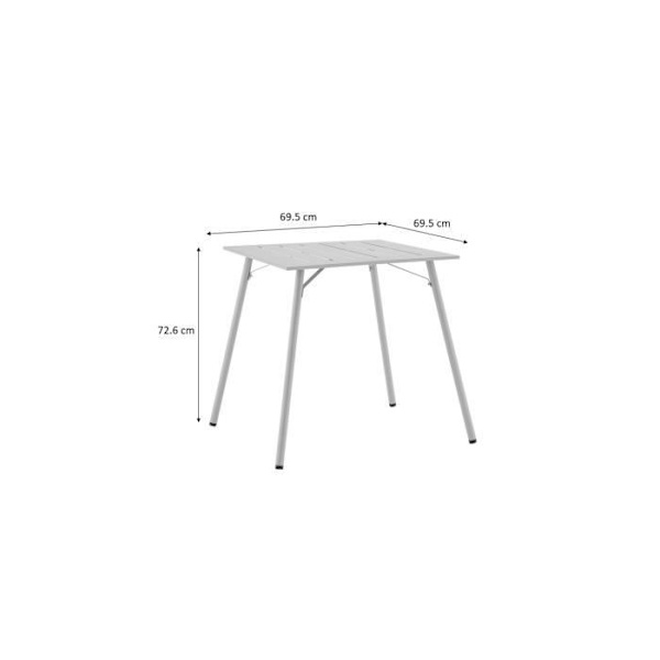 Fyrkantigt trädgårdsbord - 70 cm - Stål - Grå