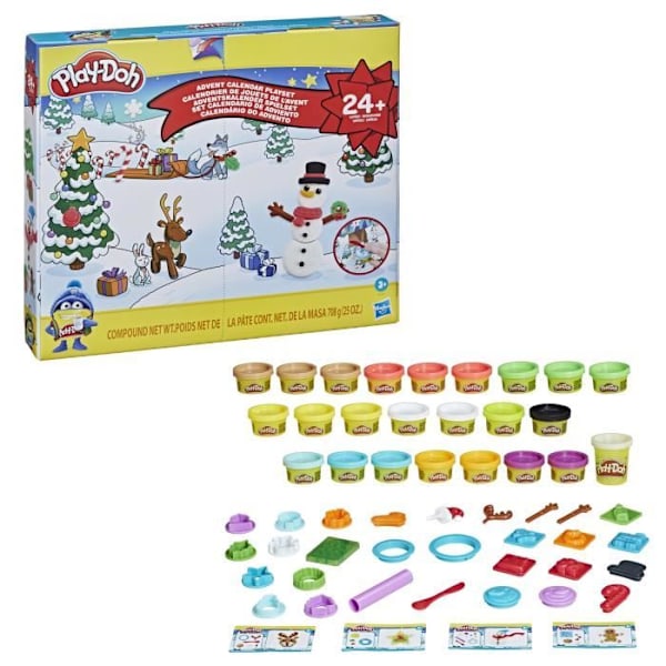 PLAY-DOH adventskalender - 24 överraskningar - 24 deggrytor - aktivitetsmatta för barn 3 år