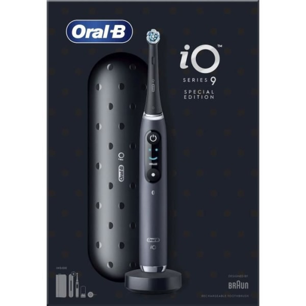 Oral -B io 9 - Black Electric Teeth Brush - Bluetooth Connected, 1 Brush, 1 Charger Travel Case, 1 Magnetic Pouch
