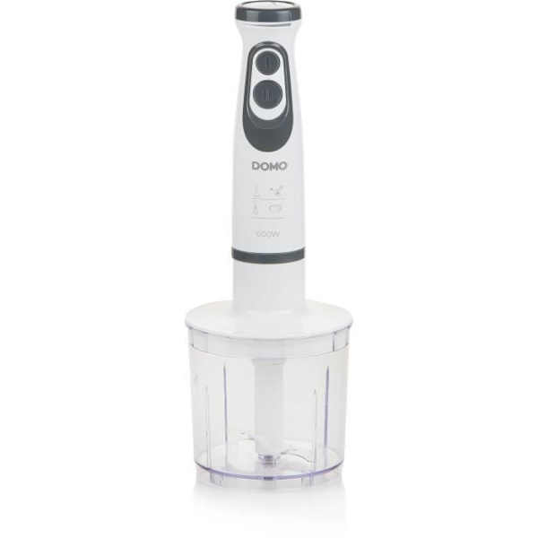 Mixersats - DOMO - DO1089M - 600 W - Variabel hastighet + Turbo - Stavmixer, visp, hackare, graderat glas - Vit