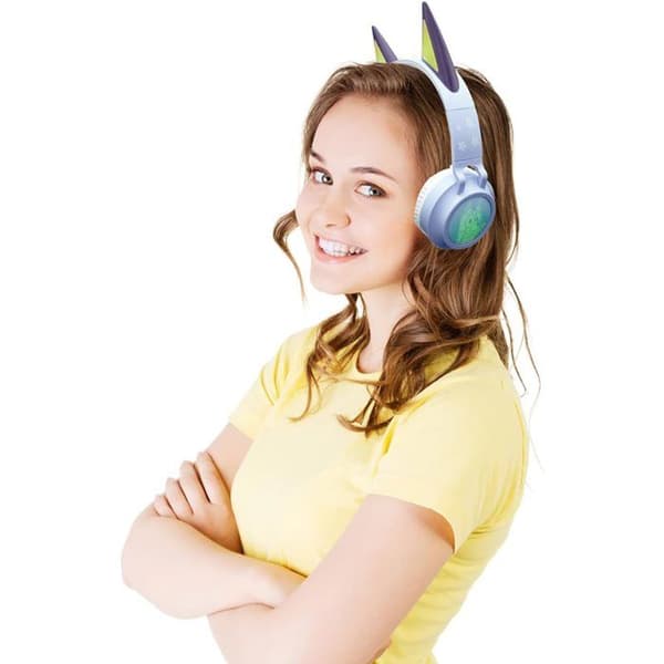 LEXIBOOK - Hopfällbara Bluetooth- och trådbundna hörlurar med lysande 3D-design och volymbegränsare