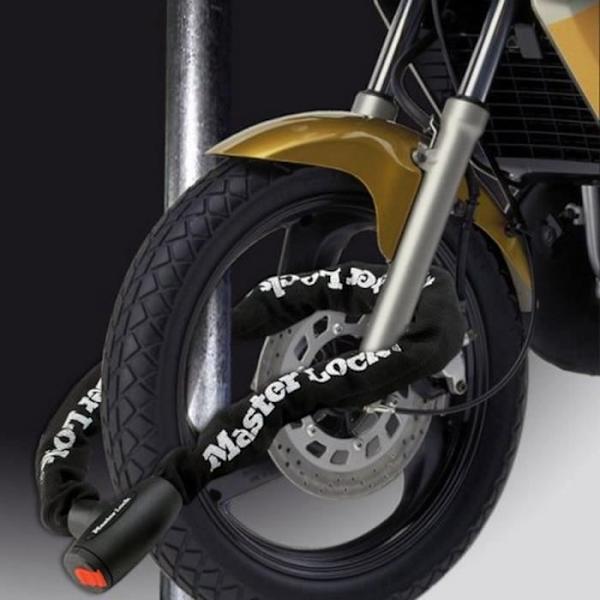 Motorcykellås - MASTER LOCK - 10 mm härdat stålkedja - 1 m längd
