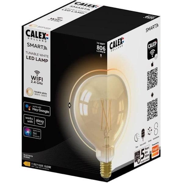 Anslutna glödlampor Calex LED Glödtråd ansluten Globe amber G125 E27