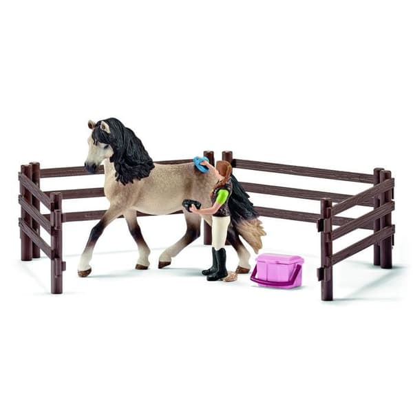 Skötselset för andalusiska hästar, schleich-set med 9 delar inklusive 1 schleich-häst ingår, barnfigurset