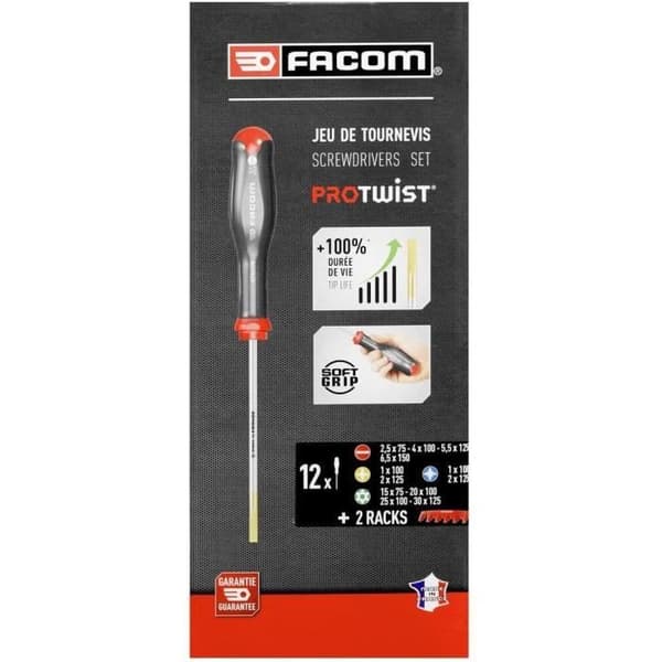 Set med 12 PROTWIST skruvmejslar + 2 förvaringsställ - FACOM - AT.J12R2PB