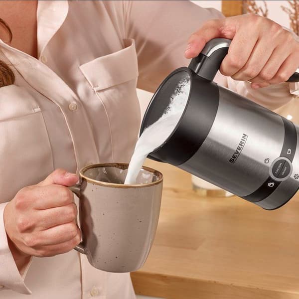 Induktionsmælkeskummer - SEVERIN - SM3584 - Varm eller kold mælkeskummer 200ml Rustfrit stål - 450W - Rustfrit stål/Sort