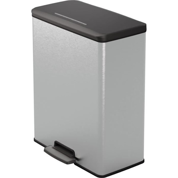 Rektangulär papperskorg - DECO BIN - CURVER - 65L - Modern design - 49 x 29 x 61 cm - Metallic grå