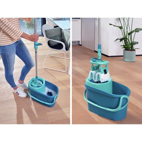 LEIFHEIT Clean Twist M Ergo 52120 Golvrengöringsset - Golvmopp med 33 cm lock och hink med lättroterande centrifugering