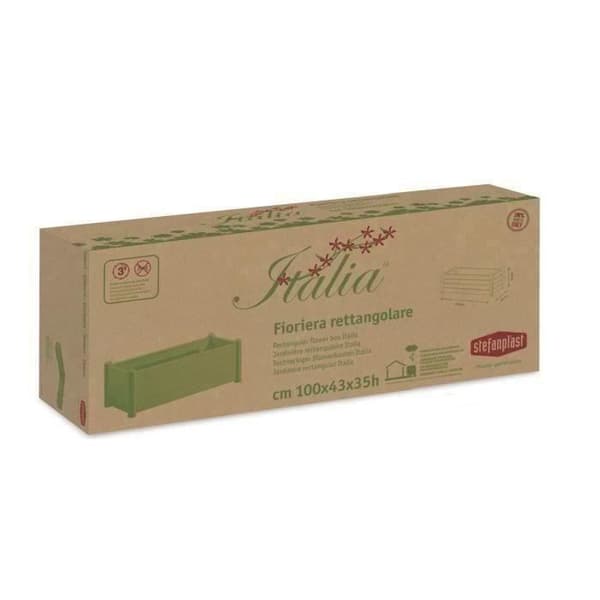 STEFANPLAST Rektangulär blomlåda - Träfinish - 100x43xH35cm - 80L - Vit