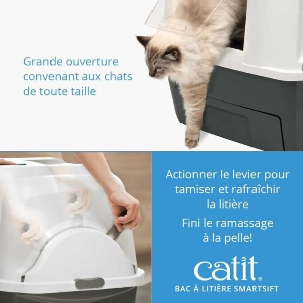 CATIT Toaletthus - Kattlåda - Smartsift - Uppsamlingssystem - L. 66 x B. 48 x H. 64 cm