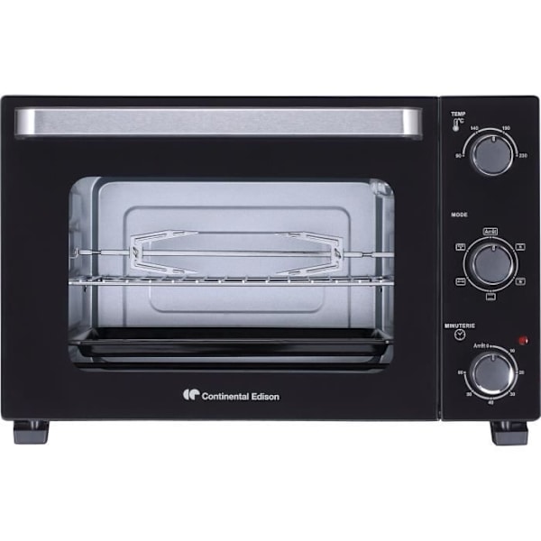 CONTINENTAL EDISON CEMF35B4 - Elektrisk miniugn 35L svart - 1500W - Rotisserie, Naturlig konvektion