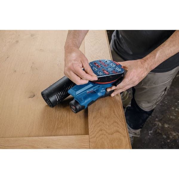 BOSCH PROFESSIONAL sladdlös excenterslip - GEX 12V-150-3 - 12V - 150 mm - G120 slippapper + ring + påse + stödplatta