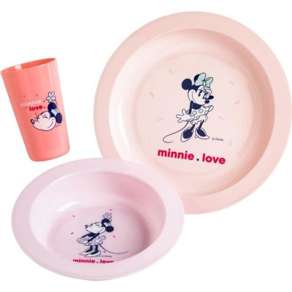 DISNEY 3-delad Minnie-konfettimatlåda: tallrik, skål och bägare - polypropen