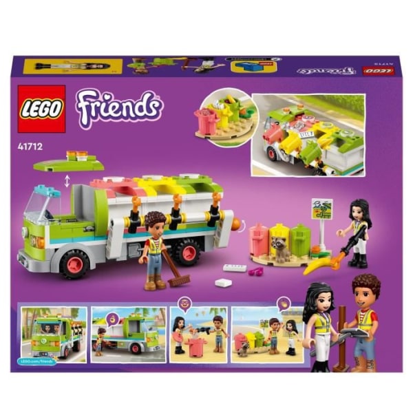 LEGO Friends 41712 återvinningsbil, pedagogisk leksak, med Emma minidocka