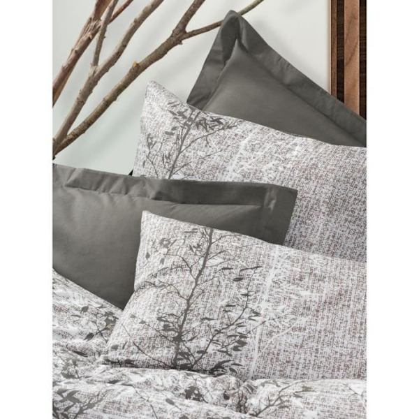 Bäddset - 1 påslakan 220 x 240 cm + 2 örngott 60 x 60 cm - 100% bomull - Brun