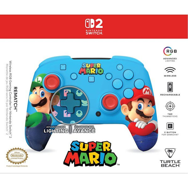 Spelkontroll - TURTLE BEACH - Nintendo Switch 2 - Rematch - Trådlös - Mario & Luigi