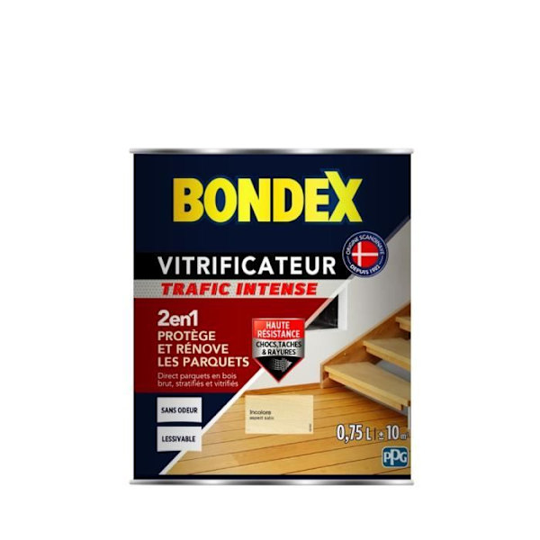 Bondex Vitrifier Satin för att skydda och renovera parketter och trappor - färglösa